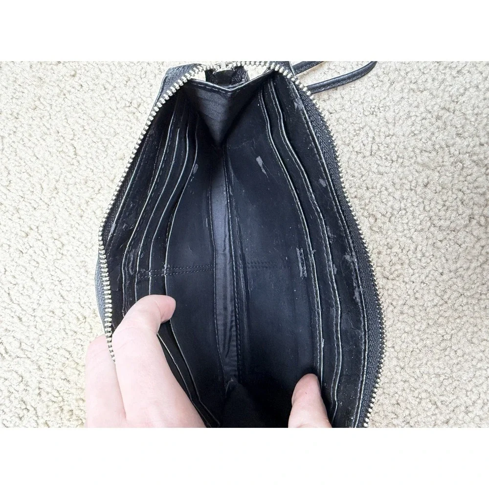 Coach Ashley Zip‎ Wristlet Wallet Black Leather